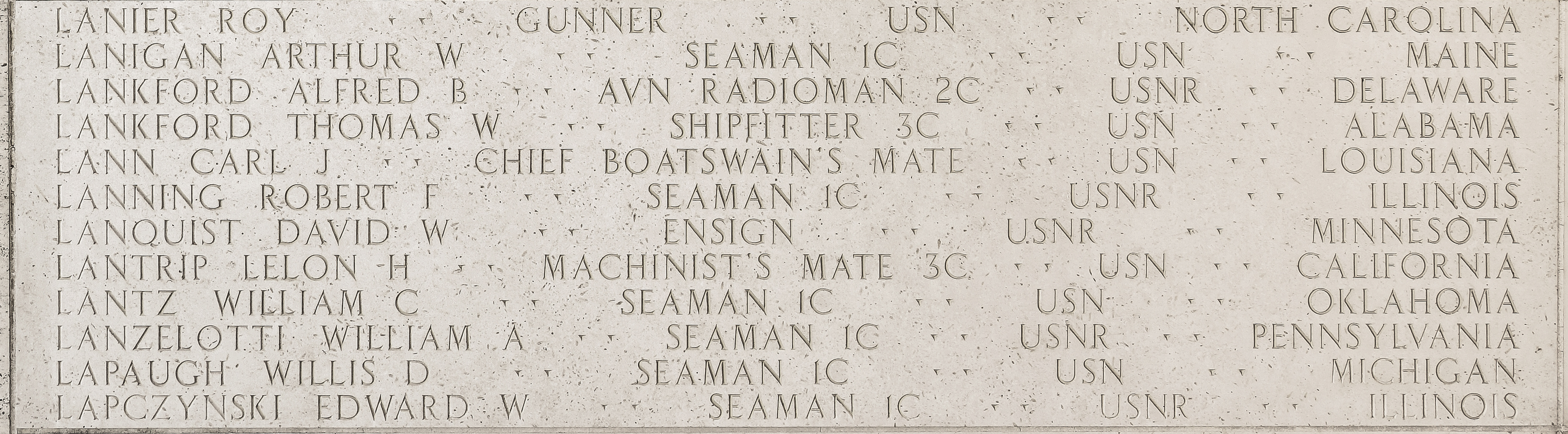 Carl J. Lann, Chief Boatswain's Mate